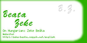 beata zeke business card